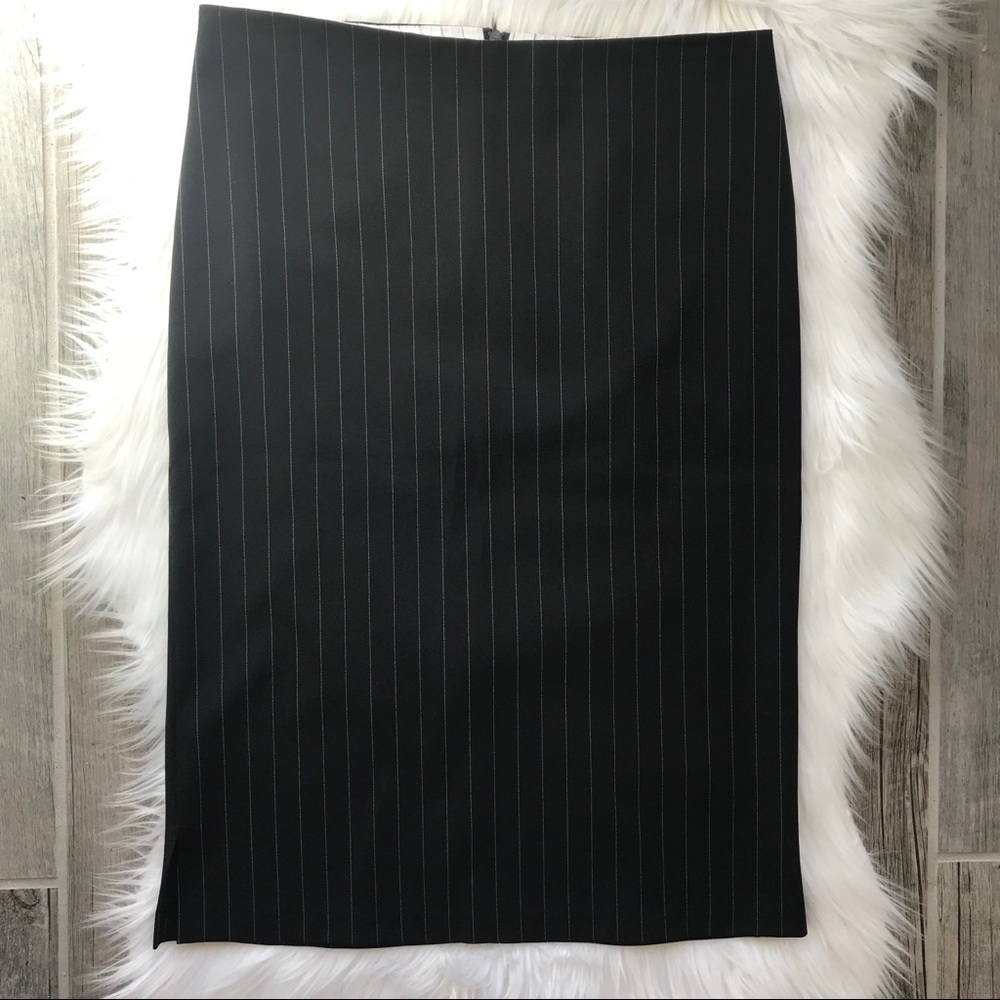 Women’s Black Pinstriped Pencil Skirt